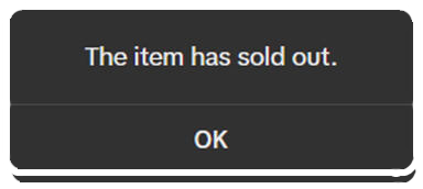 The item has sold out prompt
