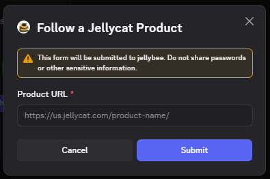 Pop up to enter product URL